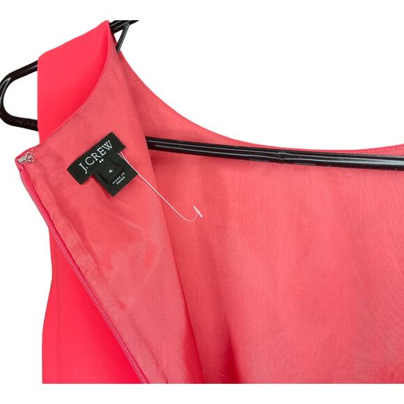 J. Crew Bright Coral Midi Sleeveless Dress Style #67725 Back Zipper Size 4 - Picture 6 of 6